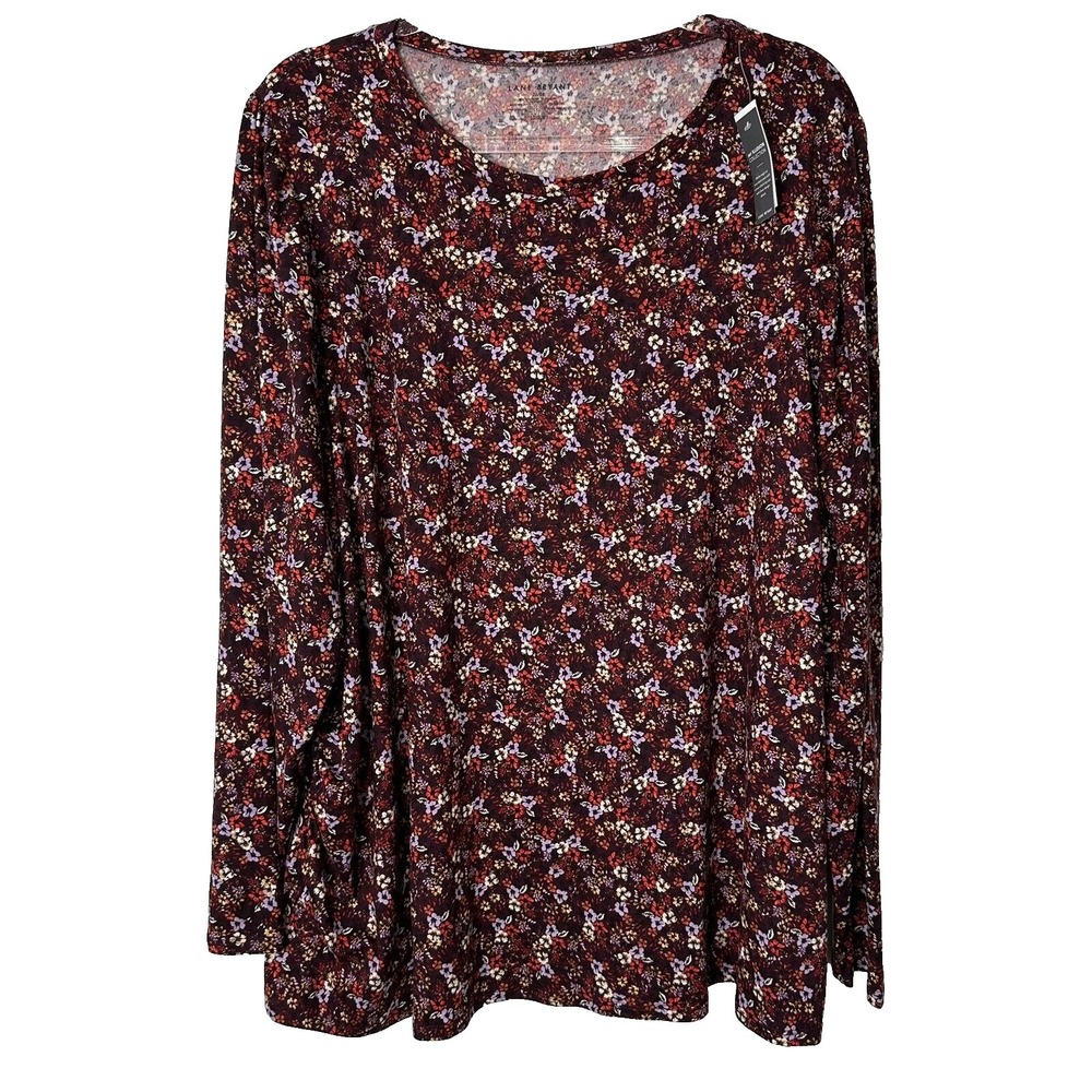 Lane Bryant Tunic‎ Top Size 26 Floral Knit Long Sleeve Stretch